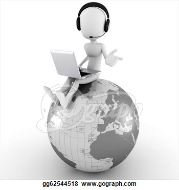 Illustration   3d Man Online Call Center   Clipart Drawing Gg62544518