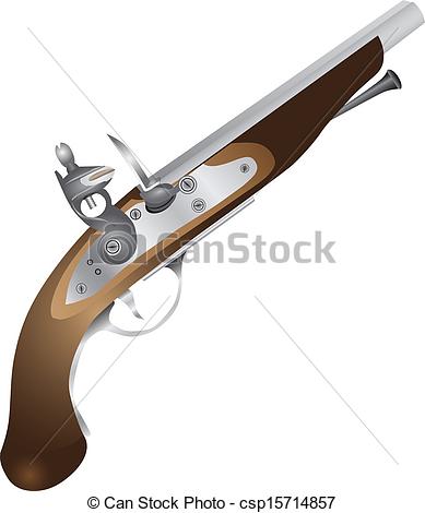 Old Pistol Used By Pirates  Vector Illustration