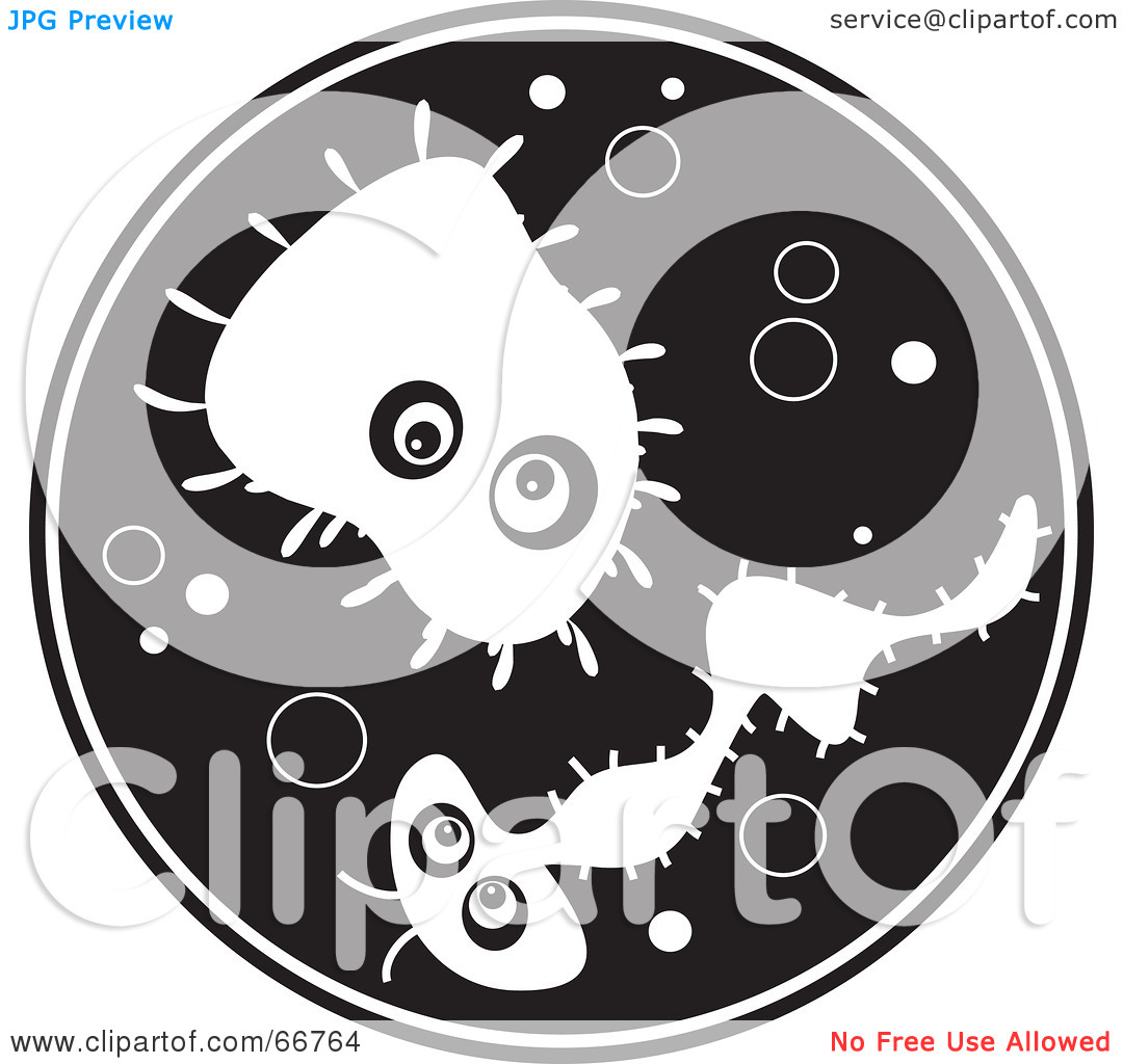 Royalty Free Rf Clipart Illustration Of A Black And White Bacteria