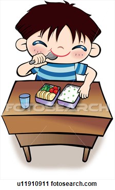 Student Eating Lunch At Their Desk  Fotosearch   Search Clipart