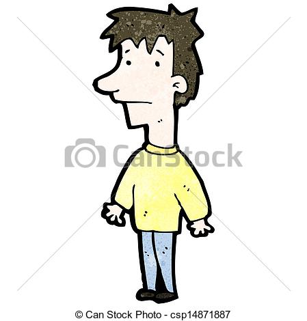 Vector   Cartoon Boy Shrugging Shoulders   Stock Illustration Royalty