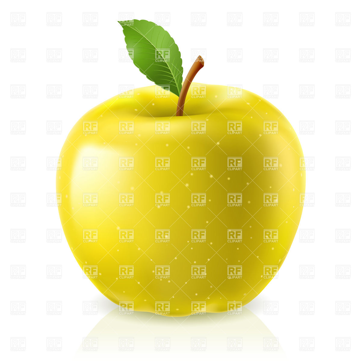 Yellow Apple With Leaf Download Royalty Free Vector Clipart  Eps