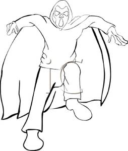 Black And White Cartoon Of A Ghoul Costume For Halloween   Royalty