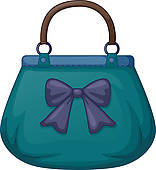Blue Handbag With Ribbon   Clipart Graphic