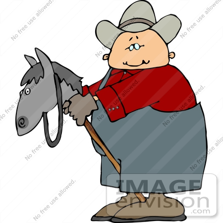 Cowboy Riding A Stick Pony Horse Clipart    14602 By Djart   Royalty