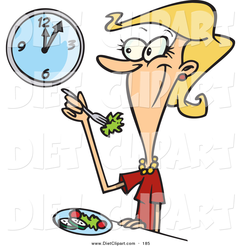 Diet Clip Art Of A Cartoon Blond Woman Eating A Healthy Lunch