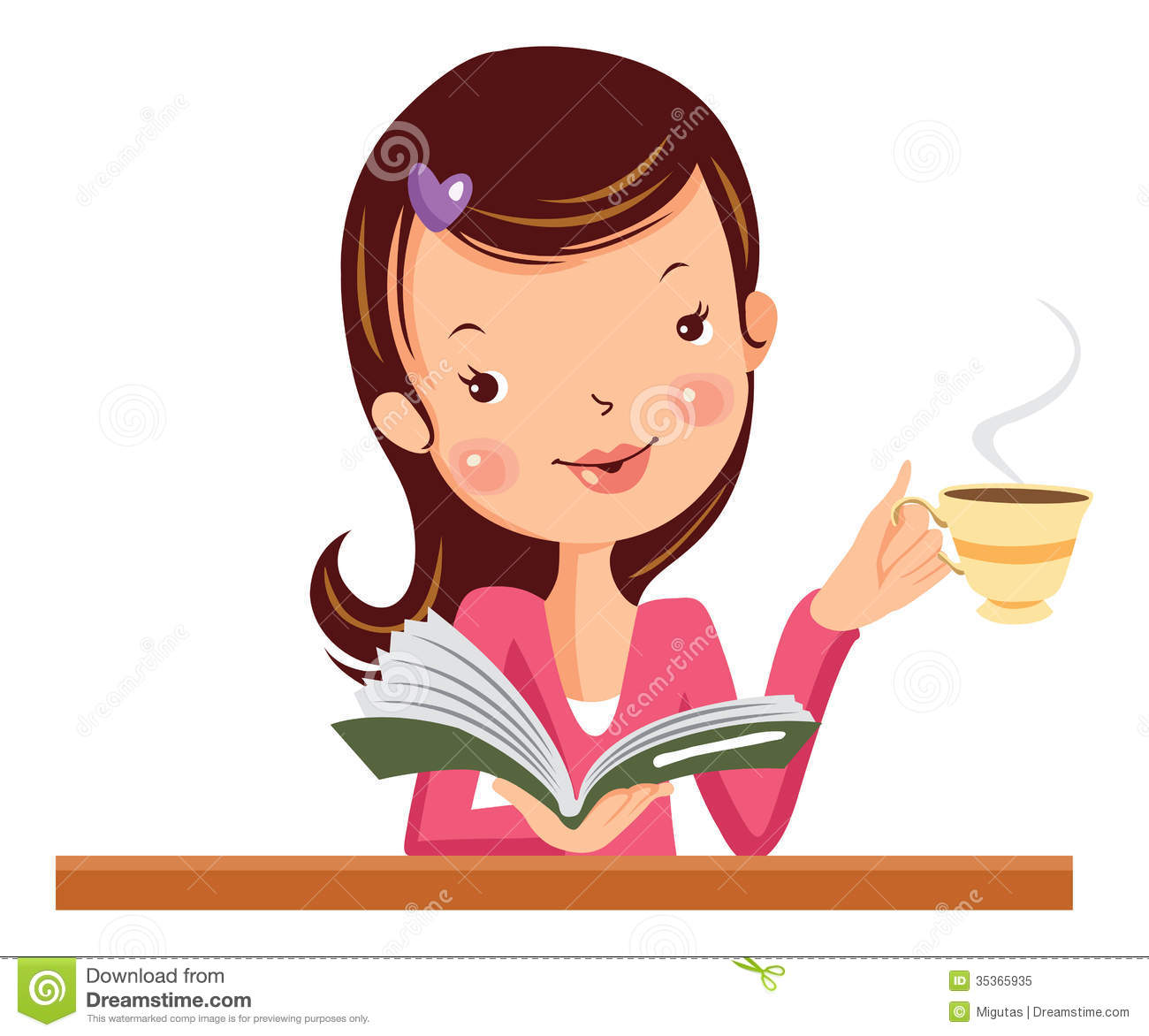 Drinking Coffee Images Woman Book Coffee Reading Drinking Vector