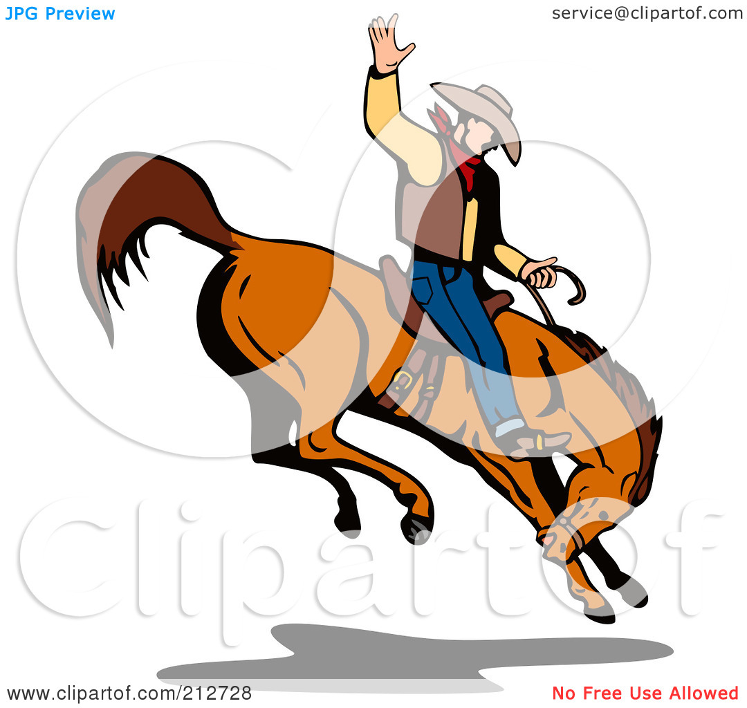 Free  Rf  Clipart Illustration Of A Rodeo Cowboy Riding A Horse   6