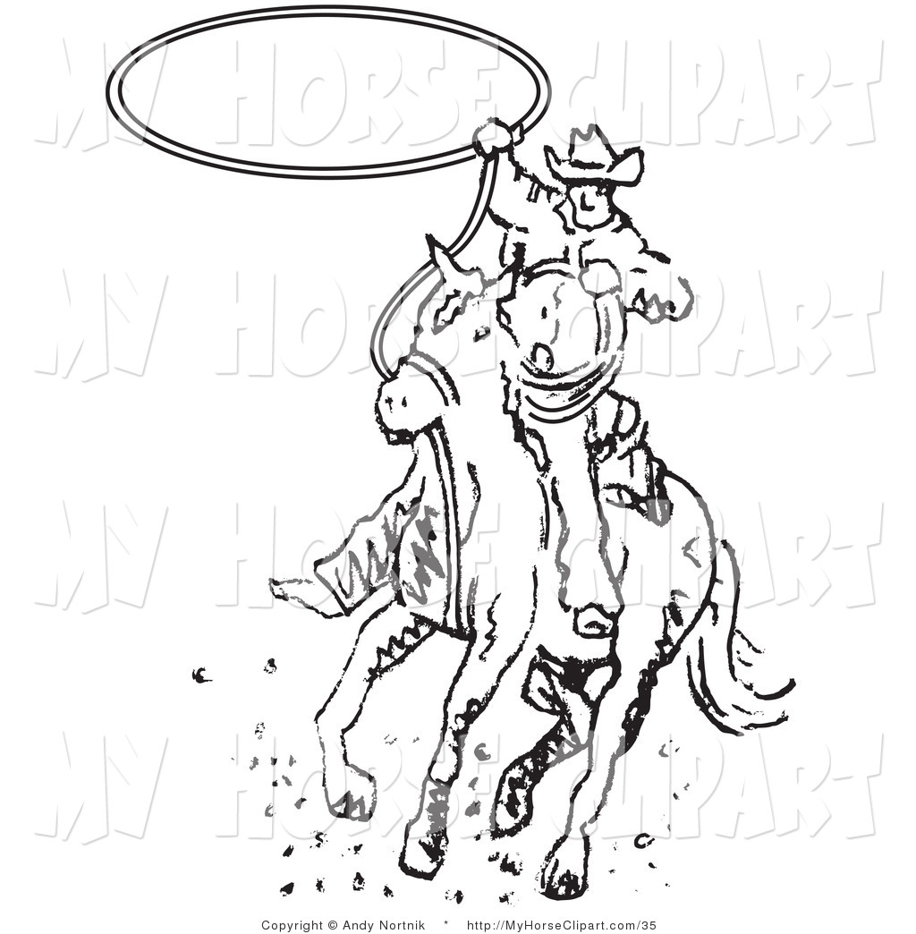 Horse And Whirling A Lasso Horse Clip Art Andy Nortnik