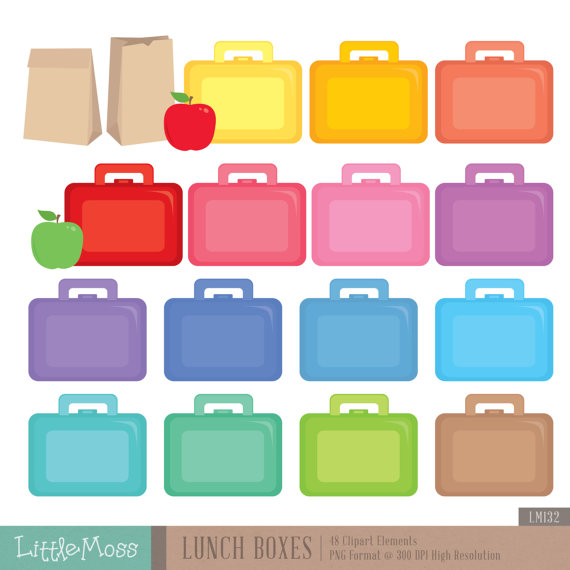 Lunch Boxes Digital Clipart Lunch Bags Clipart