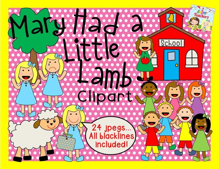 Mary Had A Little Lamb Clipart Pack  24 Jpegs   All Blacklines Are