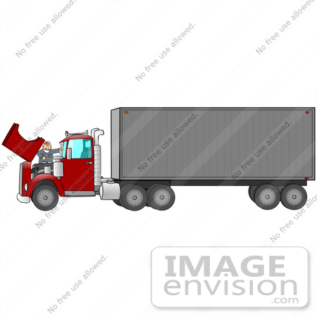 Royalty Free Transportation Clipart Of A Mechanic Working On A Big Rig