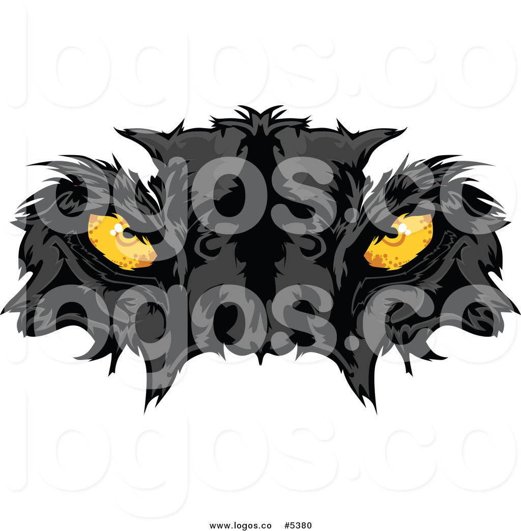 Royalty Free Vector Of A Logo Of A Black Panther Face With Yellow Eyes
