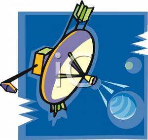 Satellite Orbiting A Planet Royalty Free Clipart Picture