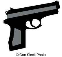 Small Hand Gun In Black And Grey Clip Art