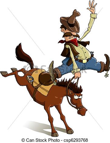 Vector Of Cowboy Loser   Horse Throws Off A Cowboy Vector