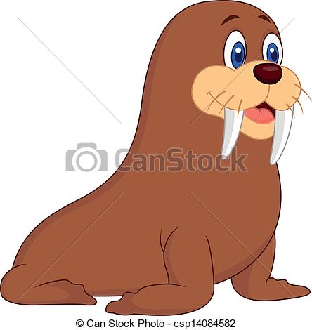 Vector Of Cute Walrus Cartoon   Vector Illustration Of Cute Walrus