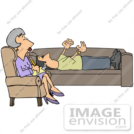 33359 Clip Art Graphic Of An Emotional Caucasian Man Lying On A Couch