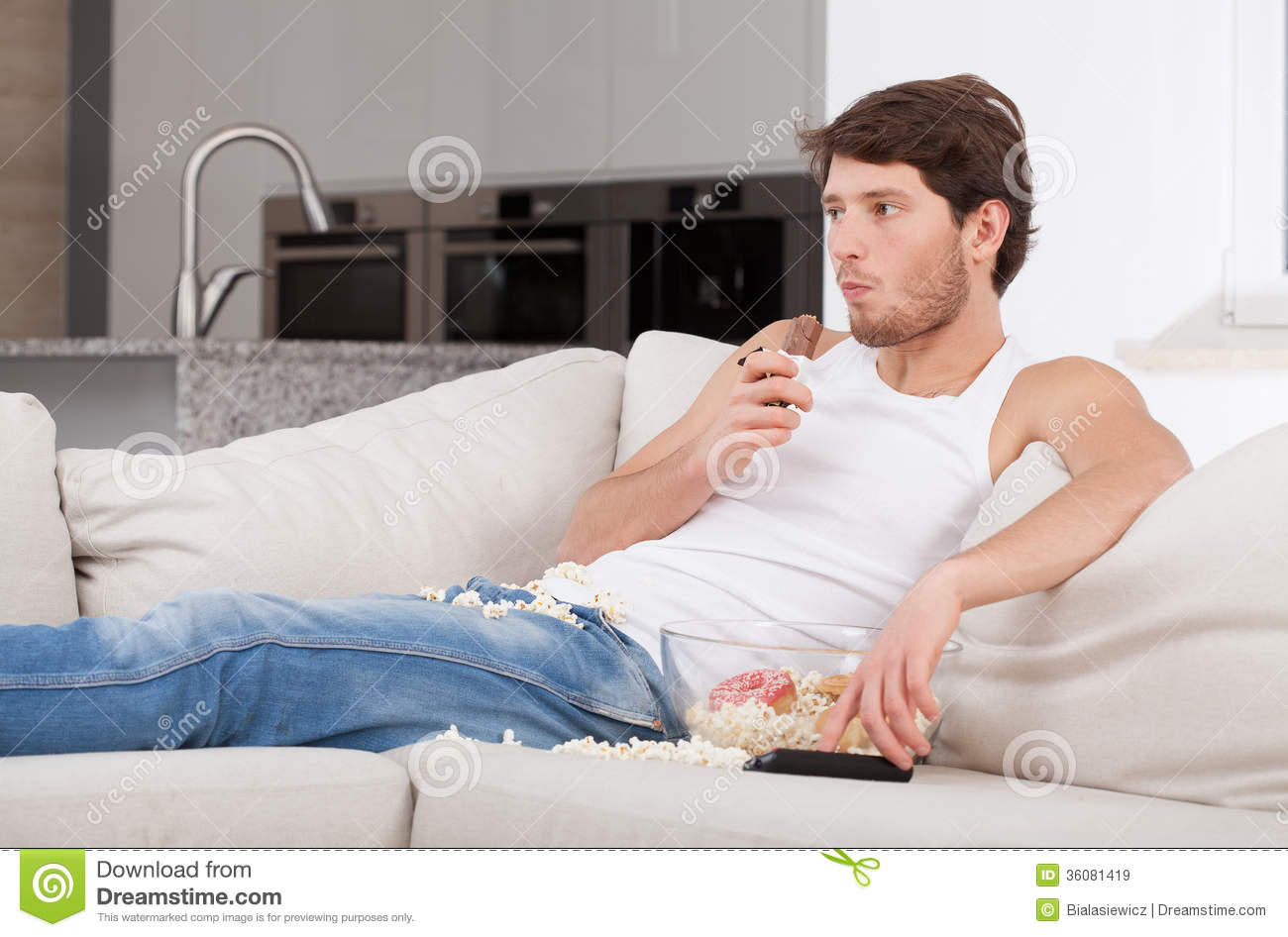 Bored Man Lying On Couch Royalty Free Stock Images   Image  36081419