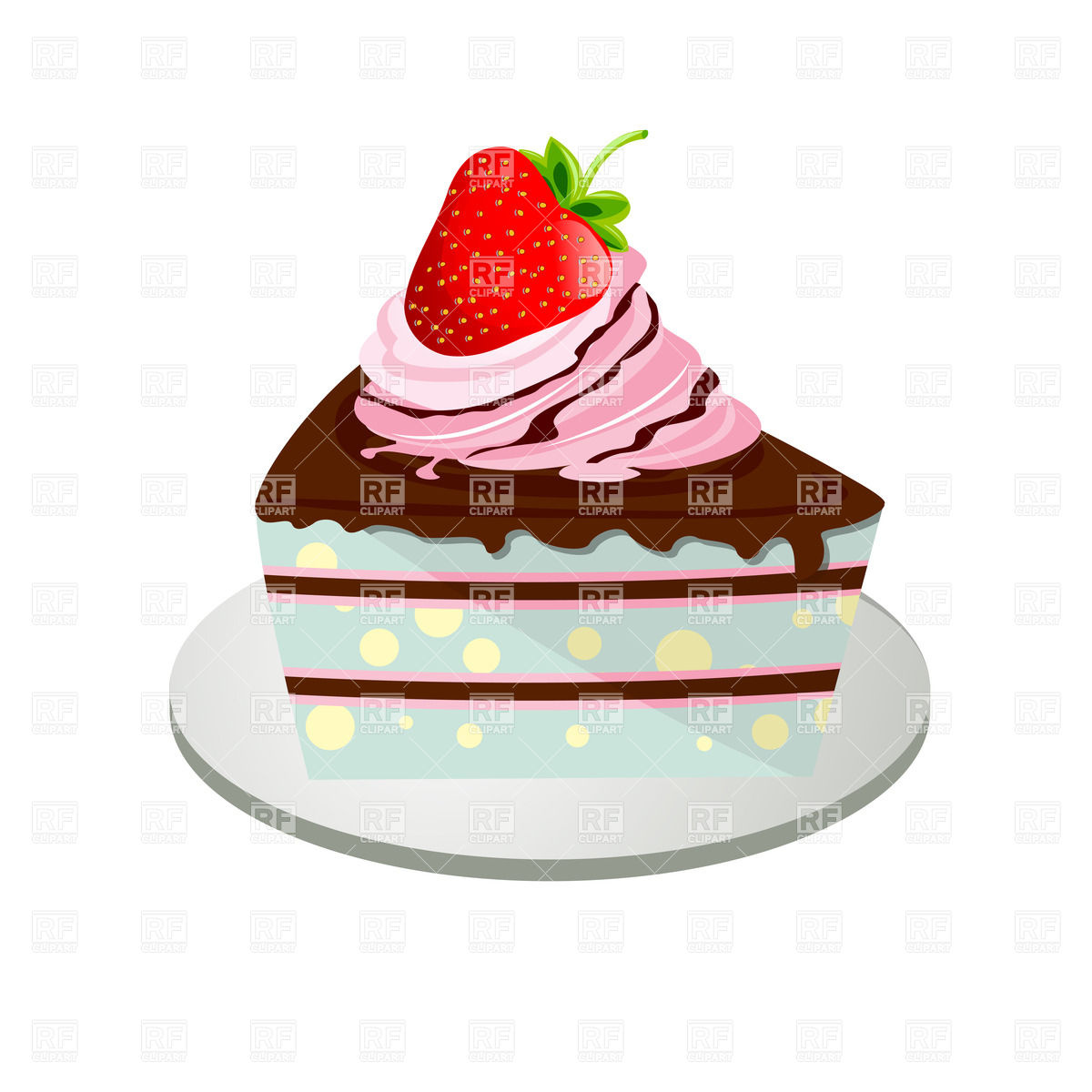 Cake Piece With Strawberry In Cream And Chocolate 20934 Download
