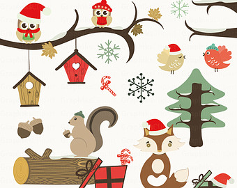 Christmas Animals Clipart  Christmas Woodland Animals  Christmas Owls    