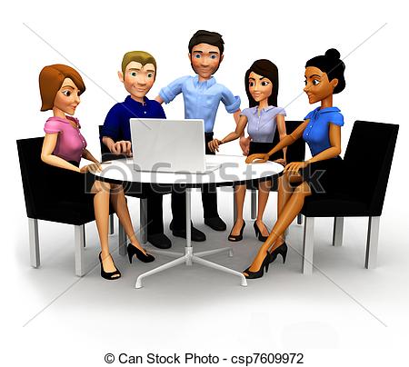 Clip Art Of 3d Business Conference   3d Business Group In A Conference