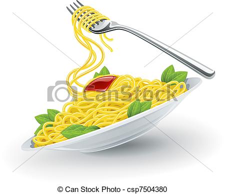 Clipart Of Italian Pasta In Plate With Fork   Yellow Italian Pasta