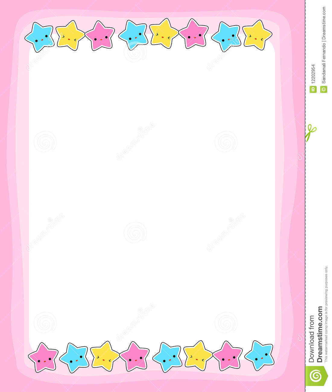 Cute Colorful Stars Border   Frame For Greeting Cards Party    
