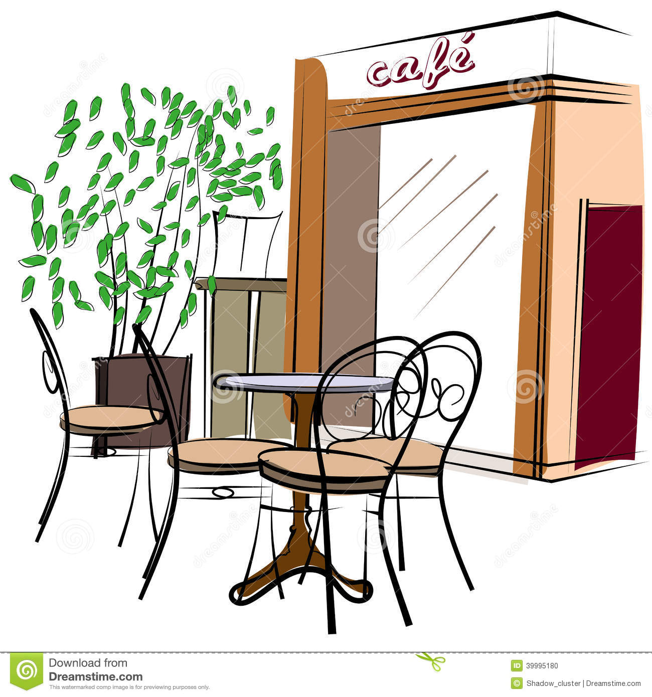 Hand Drawn Paris Cafe Stock Vector   Image  39995180