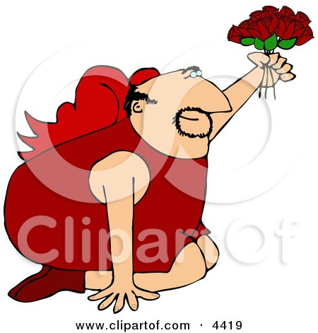 Knees Offer A Dozen Red Roses To His Lover Clipart By Dennis Cox  4419