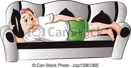 Man Lying On A Sofa Illustration   Csp13361365
