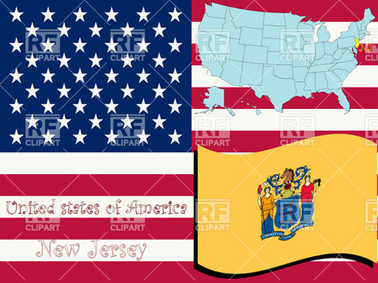 New Jersey State Flag And Map Signs Symbols Maps Download Royalty