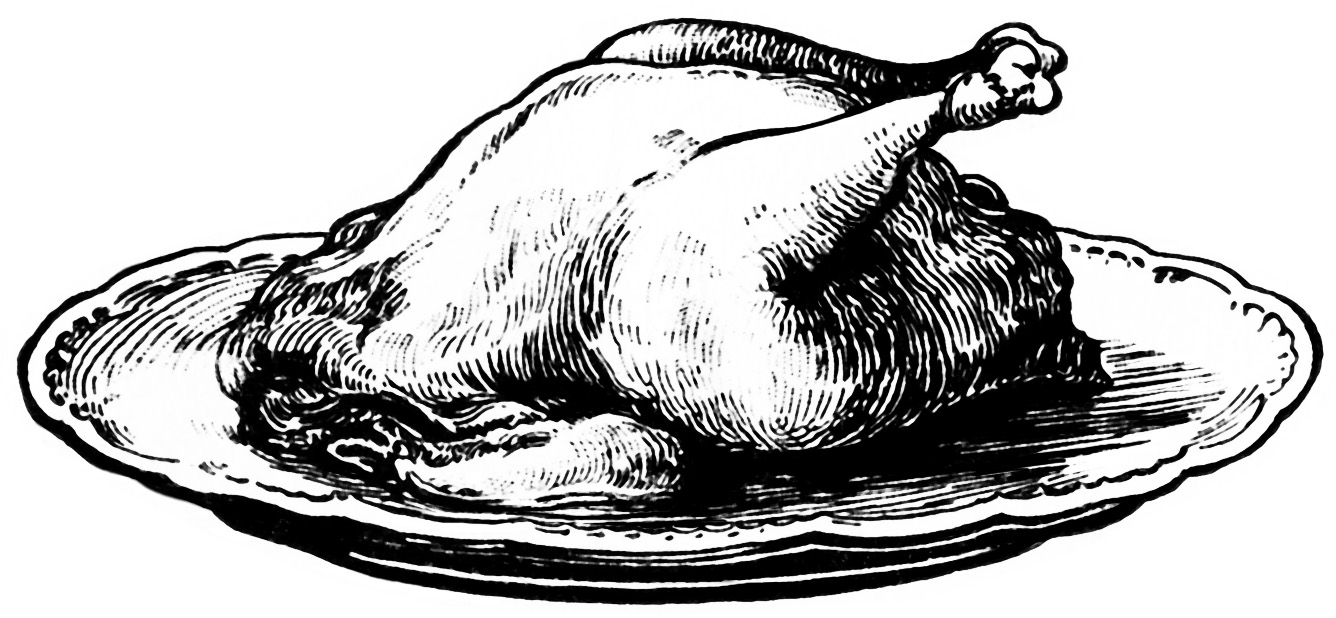 On Platter Cooked Chicken On Plate Traditional Holiday Meal Clipart