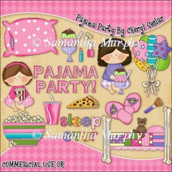 Pajama Party Clipart Graphic Collection    0 60   Instant Card Making    