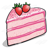 Pink Cake Slice  With Strawberries On Top