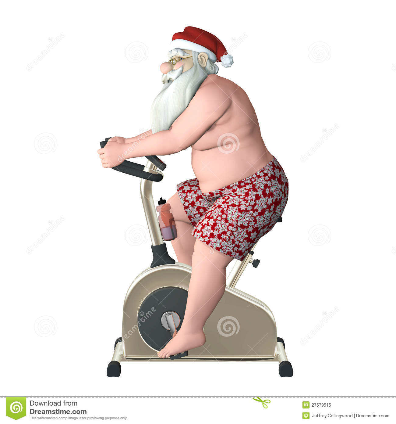 Santa Fitness   Stationary Bike Profile  Santa Exercising On A