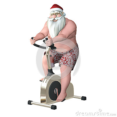 Santa Fitness   Stationary Bike  Santa Exercising On A Stationary Bike