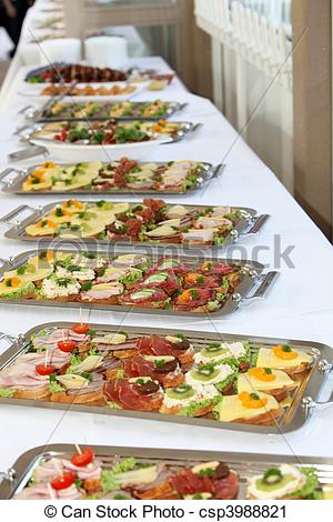 Stock Photography Of Buffet With Appetizers Or Finger Food   Buffet On