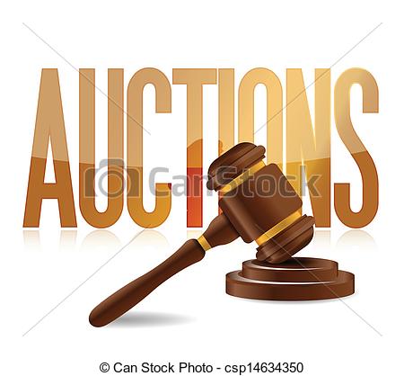 Vector   Word Auction And Wooden Gavel   Stock Illustration Royalty