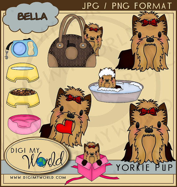 Yorkie Yorkshire Terrier Kawaii Style Clipart Images For Scrapbooking