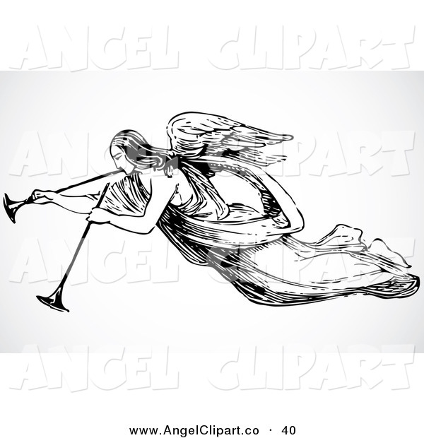 Angel With A Pair Of Trumpets Angel Clip Art Bestvector
