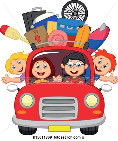Art   Cartoon Family Traveling With Car   Fotosearch   Search Clipart