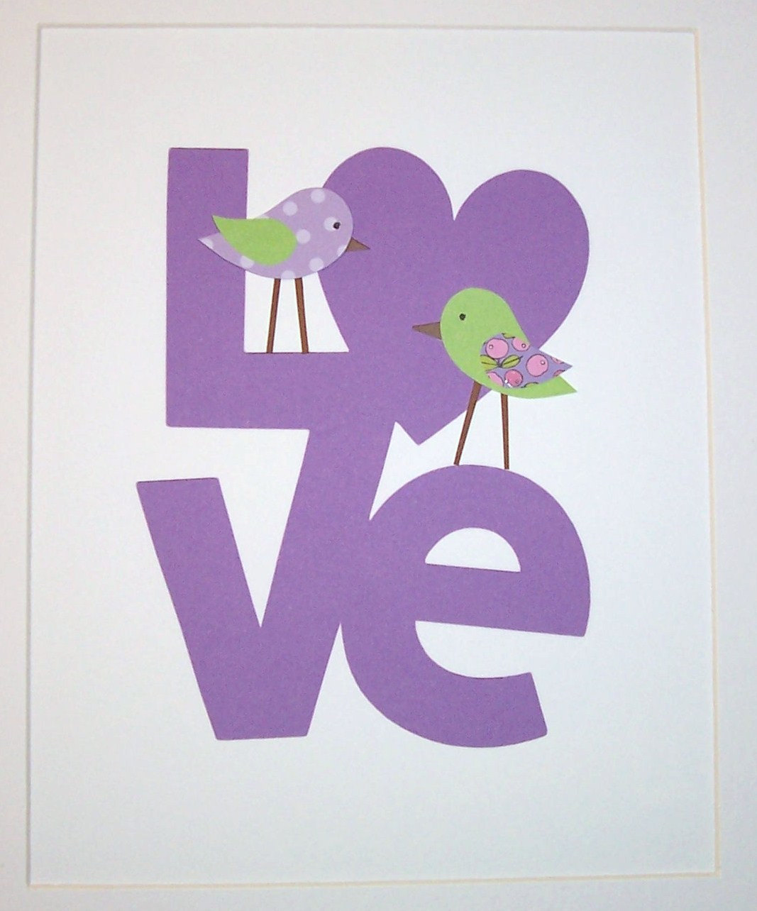Baby Girl Nursery Decor Purple Lavender Green Love Birds 8x10