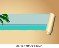Beach Behind Ripped Paper Clipart