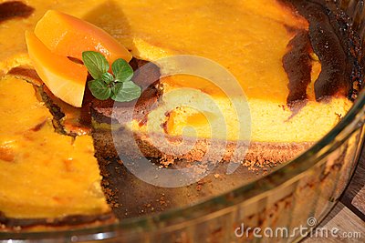     Bicolour Pumpkin Cheesecake Embellished With Mint And Pumpkin Pieces
