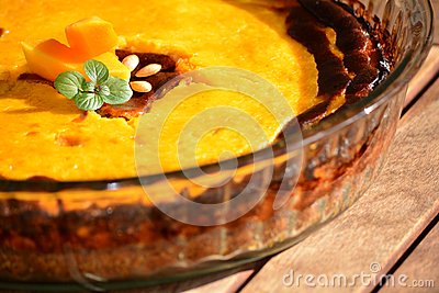Bicolour Pumpkin Cheesecake Embellished With Mint Pumpkin Pieces And    