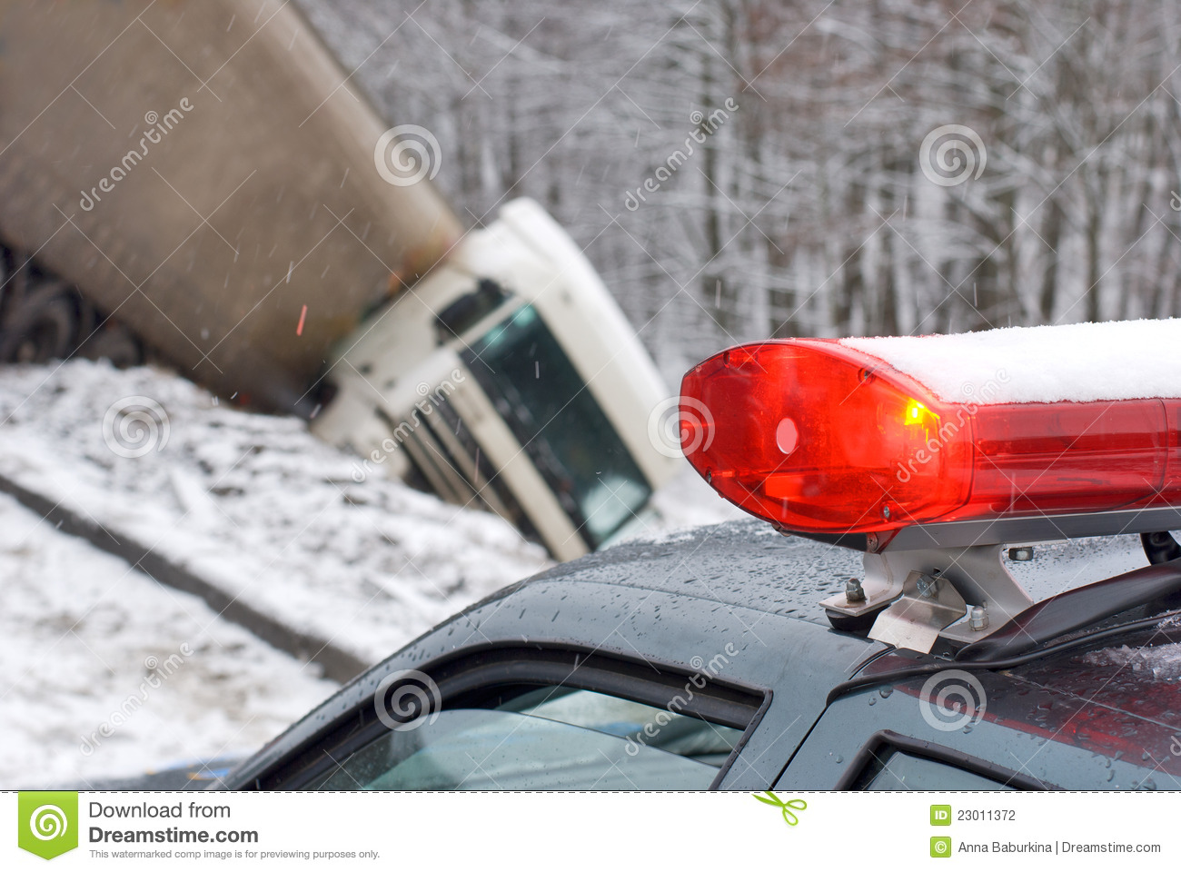 Big Truck Was Crashed On Winter Road 