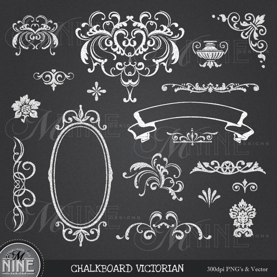 Chalkboard Clipart Victorian Clip Art Design Elements Instant