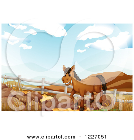 Clipart Of A Horse Near A Fence   Royalty Free Vector Illustration By