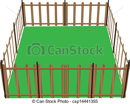 Clipart Vector Of Fence For Animals   Wooden Fence For Animals Used In    